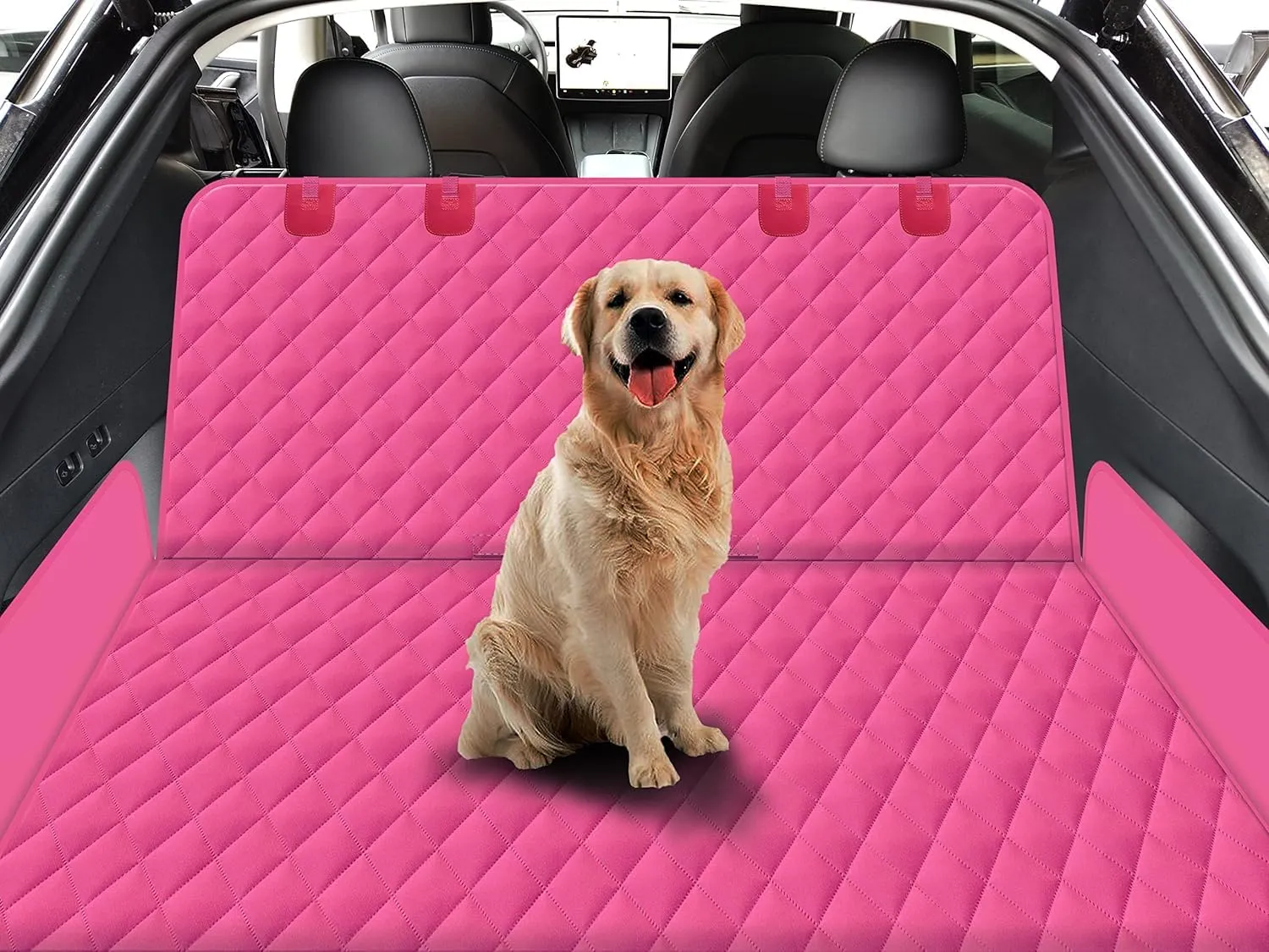 GXT Dog Back Seat Cover Protector for Cars SUV and Trucks with Mesh Window, Scratchproof Nonslip and Waterproof Material(Pink)