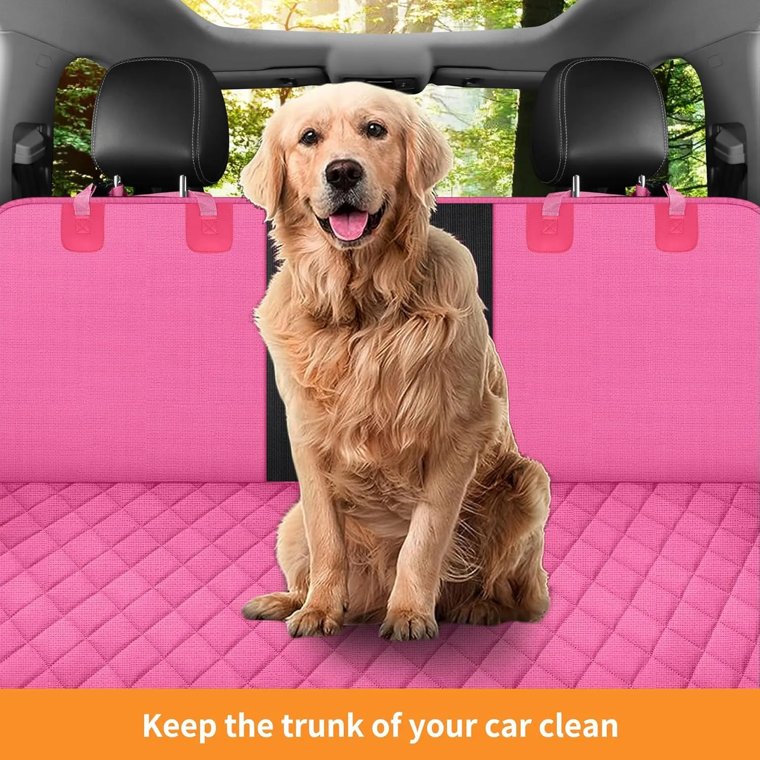 GXT Dog Back Seat Cover Protector for Cars SUV and Trucks with Mesh Window, Scratchproof Nonslip and Waterproof Material(Pink)