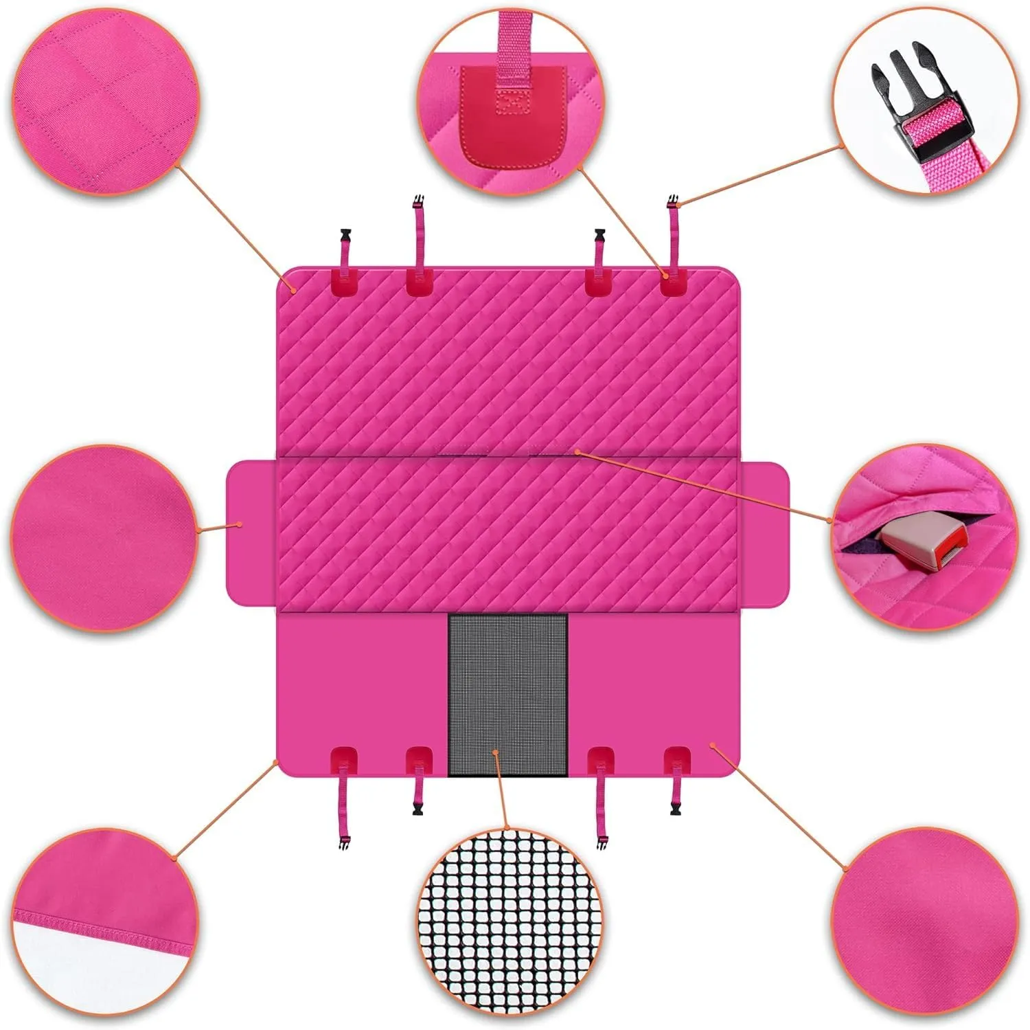 GXT Dog Back Seat Cover Protector for Cars SUV and Trucks with Mesh Window, Scratchproof Nonslip and Waterproof Material(Pink)