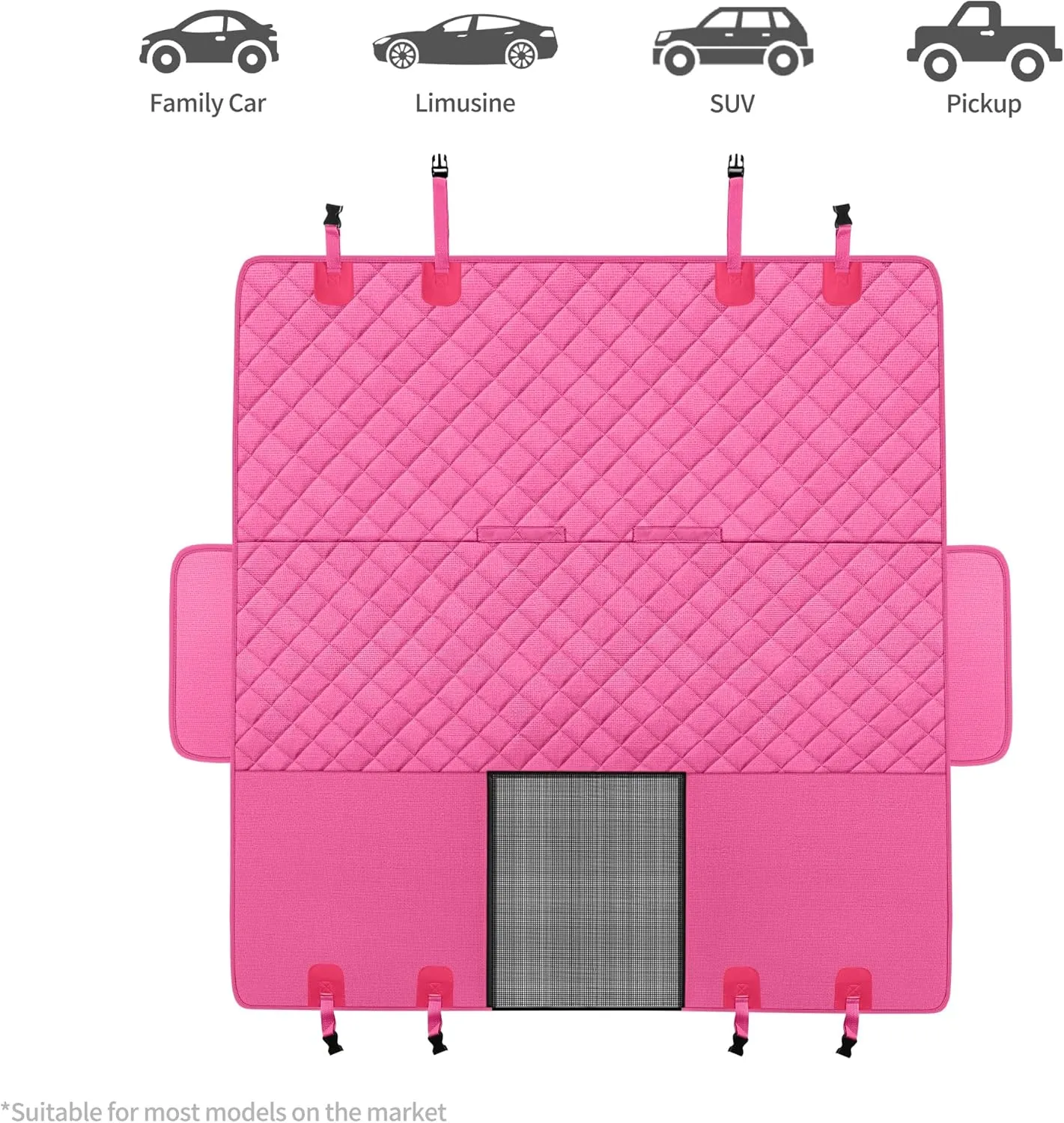 GXT Dog Back Seat Cover Protector for Cars SUV and Trucks with Mesh Window, Scratchproof Nonslip and Waterproof Material(Pink)
