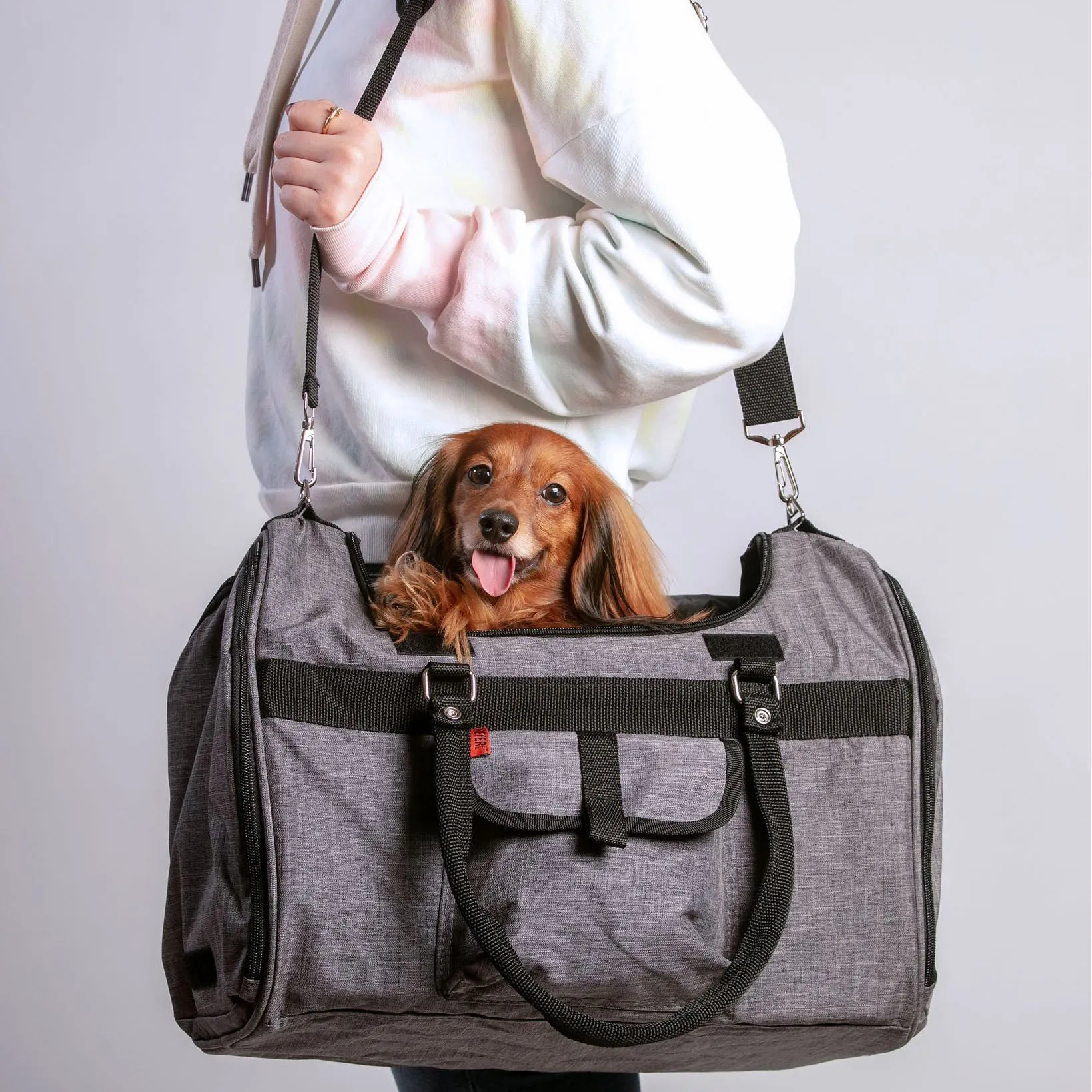 Hideaway Duffel Dog Carrier: Grey