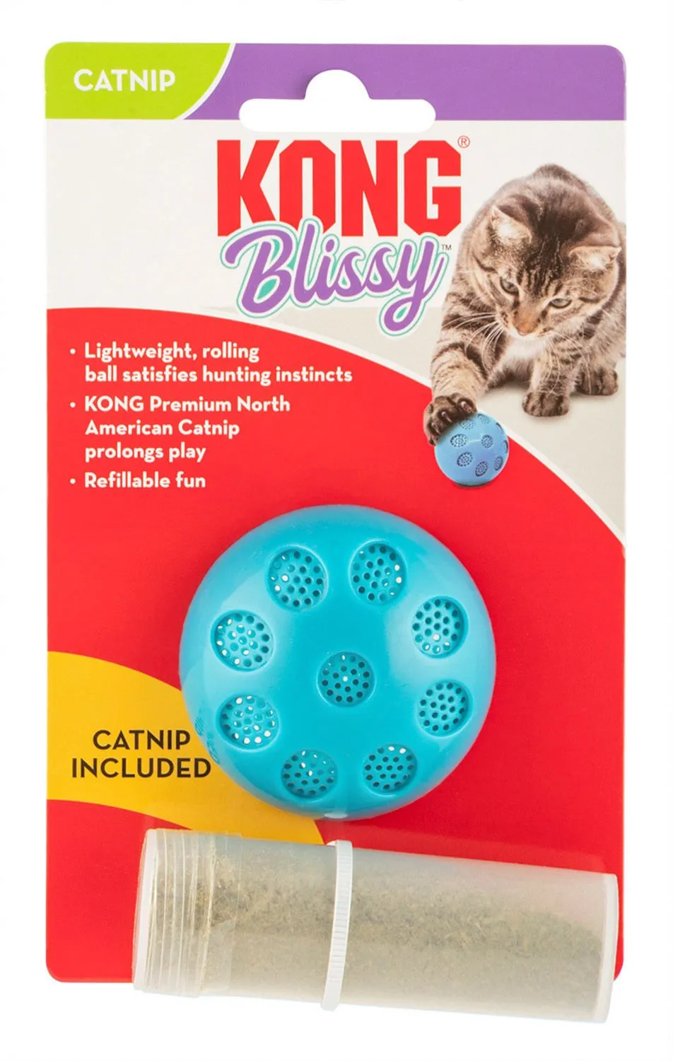 KONG Blissy Mesh Ball with Catnip, Teal, Small