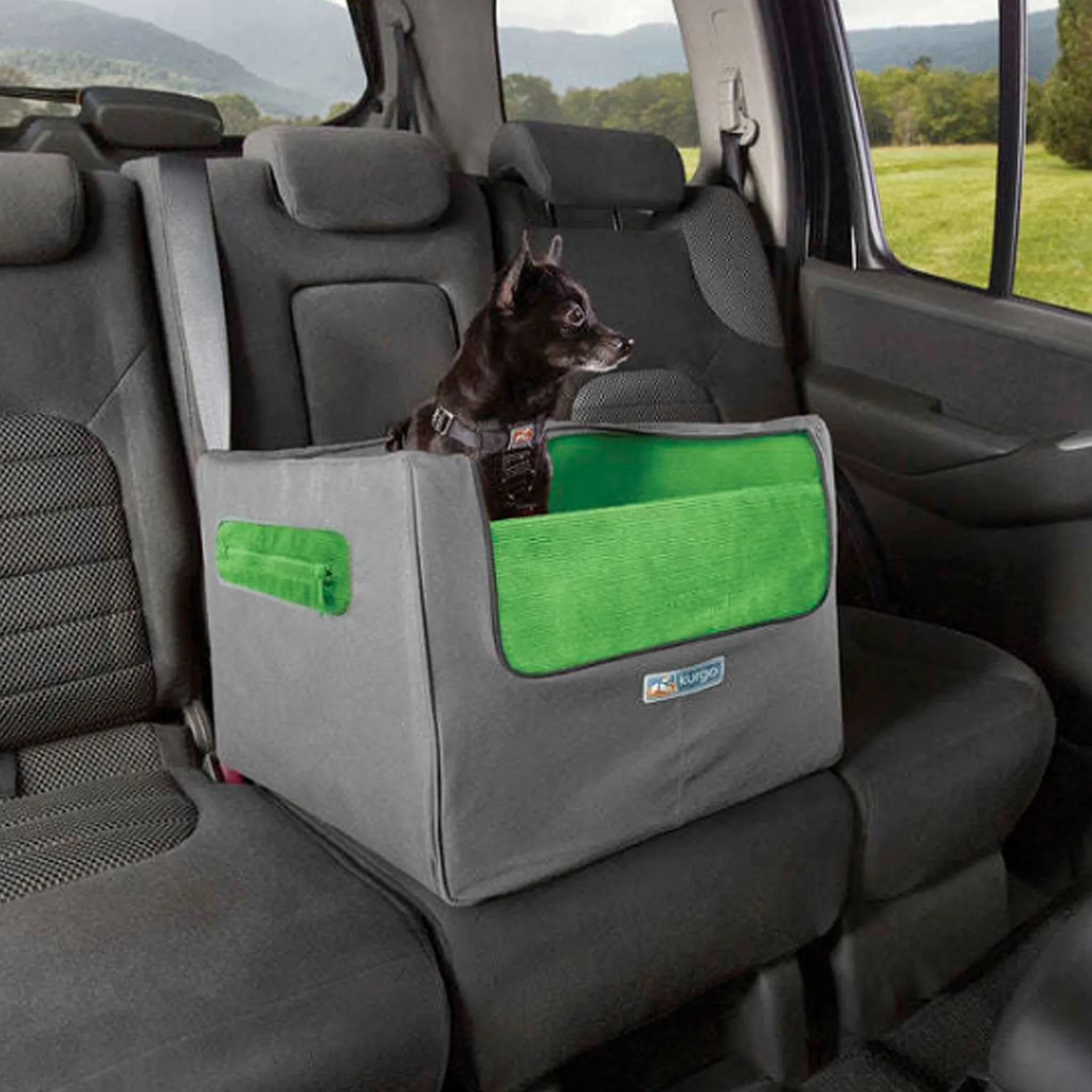 Kurgo Skybox Rear Booster Seat - Grey & Green