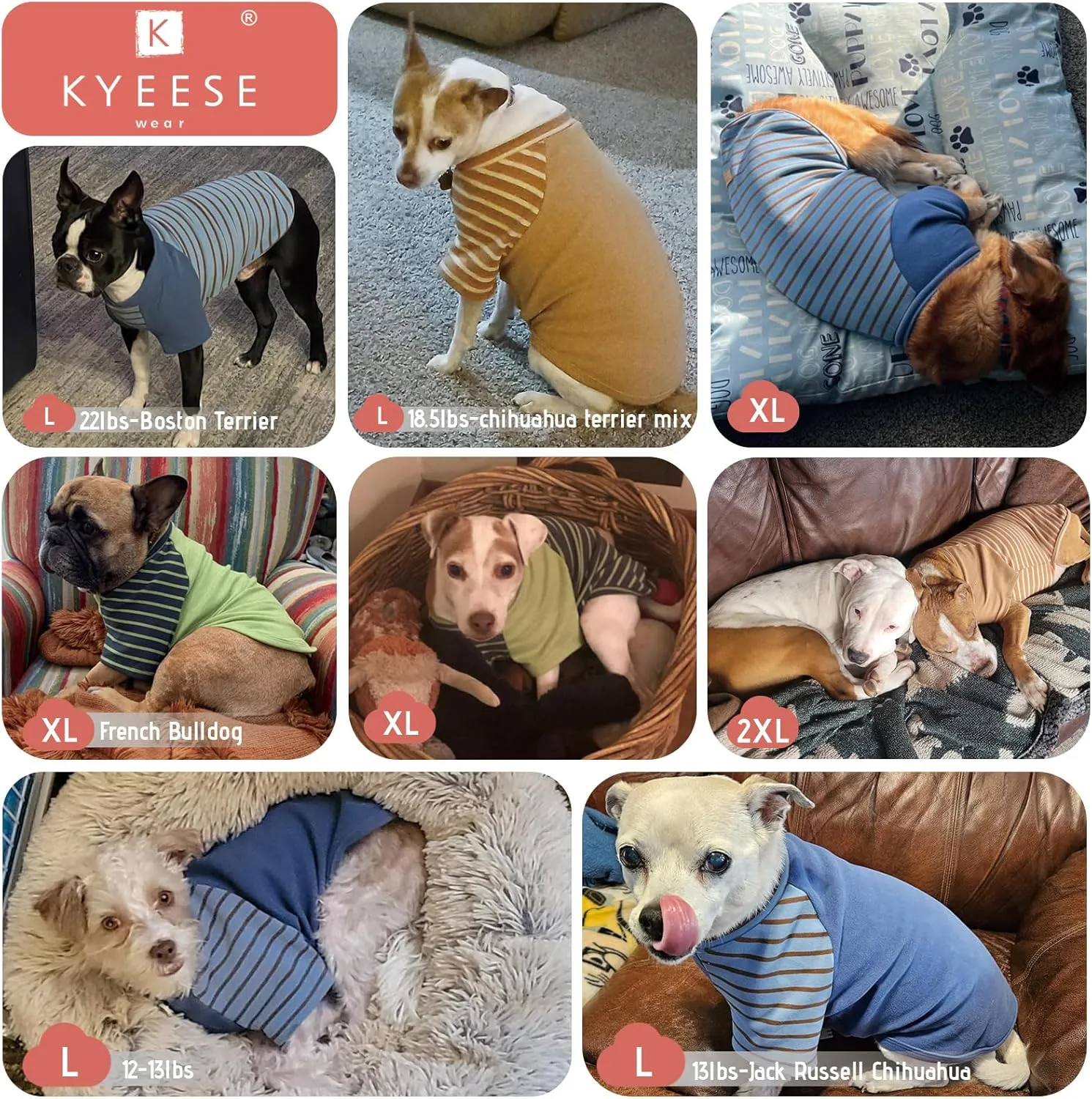 KYEESE 2Pack Soft Dog Sweaters for Small and Medium Dogs - Fleece Sweatshirt Pullover Clothes for Male Boy Dachshund - Stretchy Comfort Coats