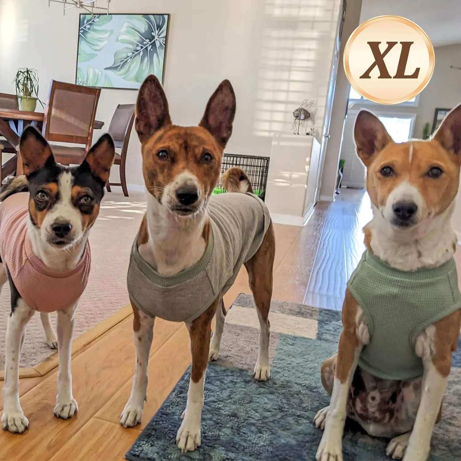 KYEESE 2Pack Waffle Dog Shirts for Small Dogs Stretchy T-Shirts Lightweight Tank Top Sleeveless Striped Vest Breathable Pet Outfit, X-Large, Pink Striped