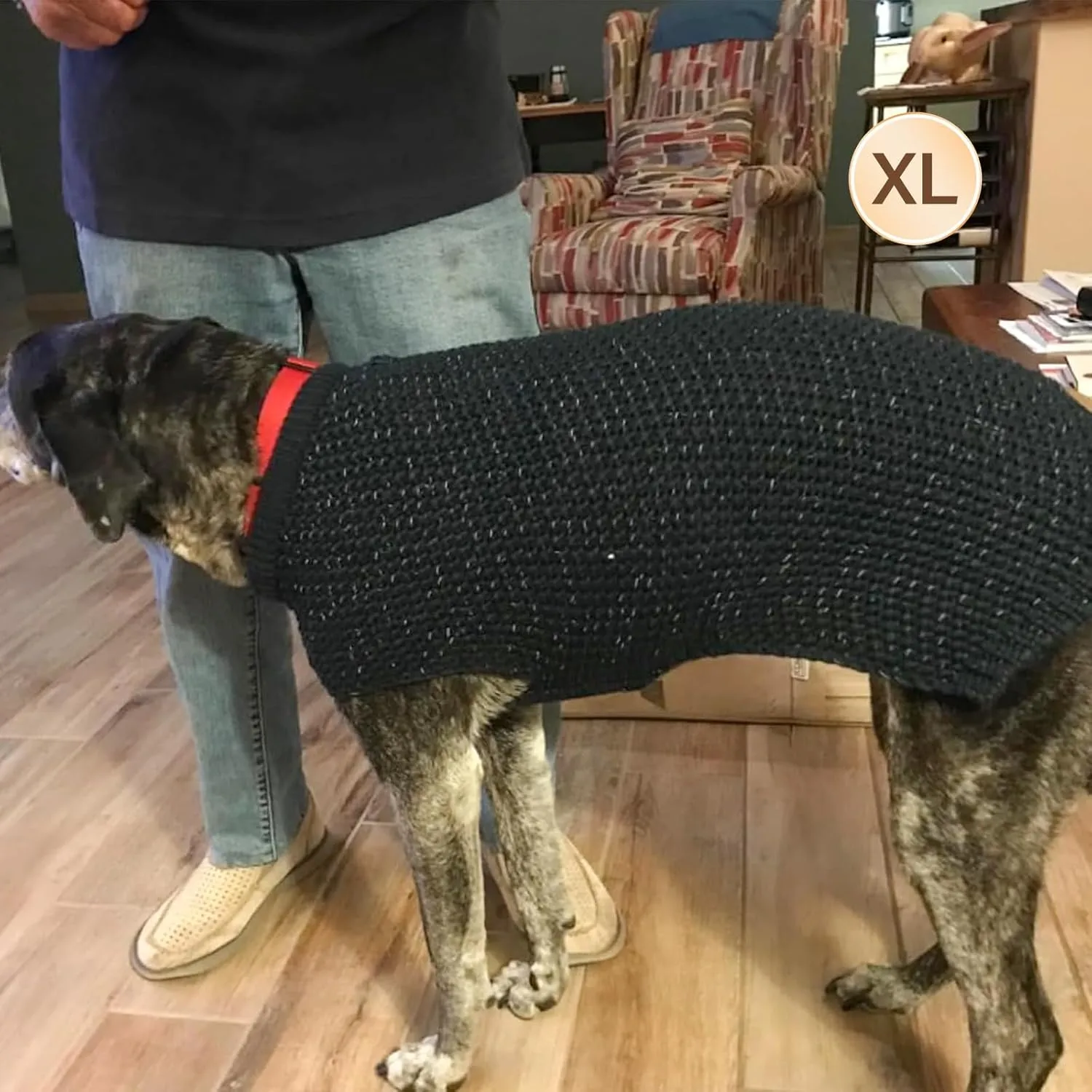 KYEESE Dog Sweater Comfy Dog Sweater Medium Size Dog Medium Dog Sweater with Reflective Yarn Warm Dog Coats Stretchy Dog Clothes Pullover Dog Sweater for Medium Dogs Boy, Navyblue, XL