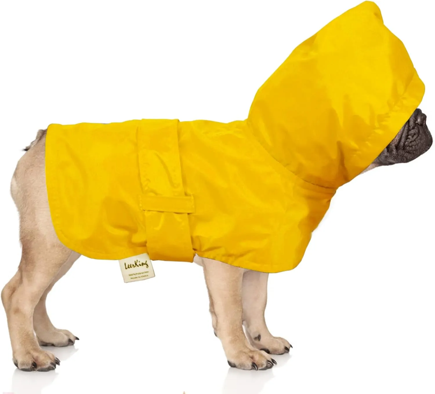 LeerKing Dog Raincoat Hooded Leash Hole 10 Sizes, Waterproof Double Layer Dog rain Coat Jacket with Lining for Small Medium and Large Dog,Yellow,L