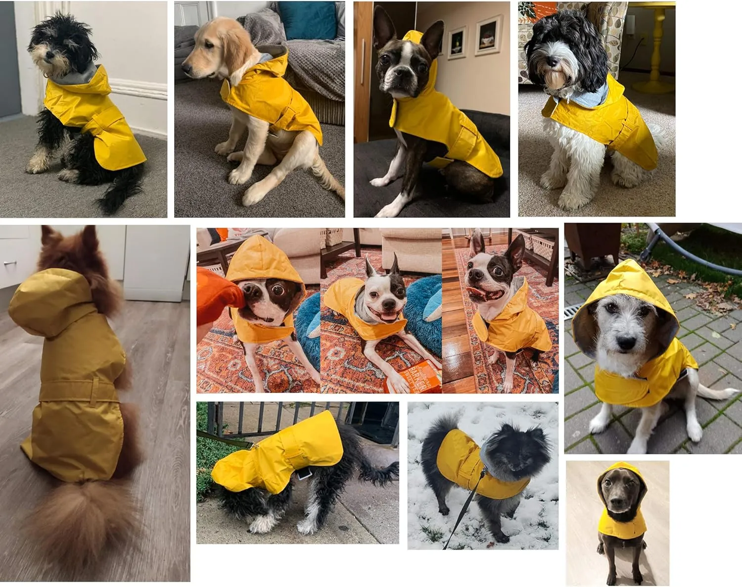 LeerKing Dog Raincoat Hooded Leash Hole 10 Sizes, Waterproof Double Layer Dog rain Coat Jacket with Lining for Small Medium and Large Dog,Yellow,L