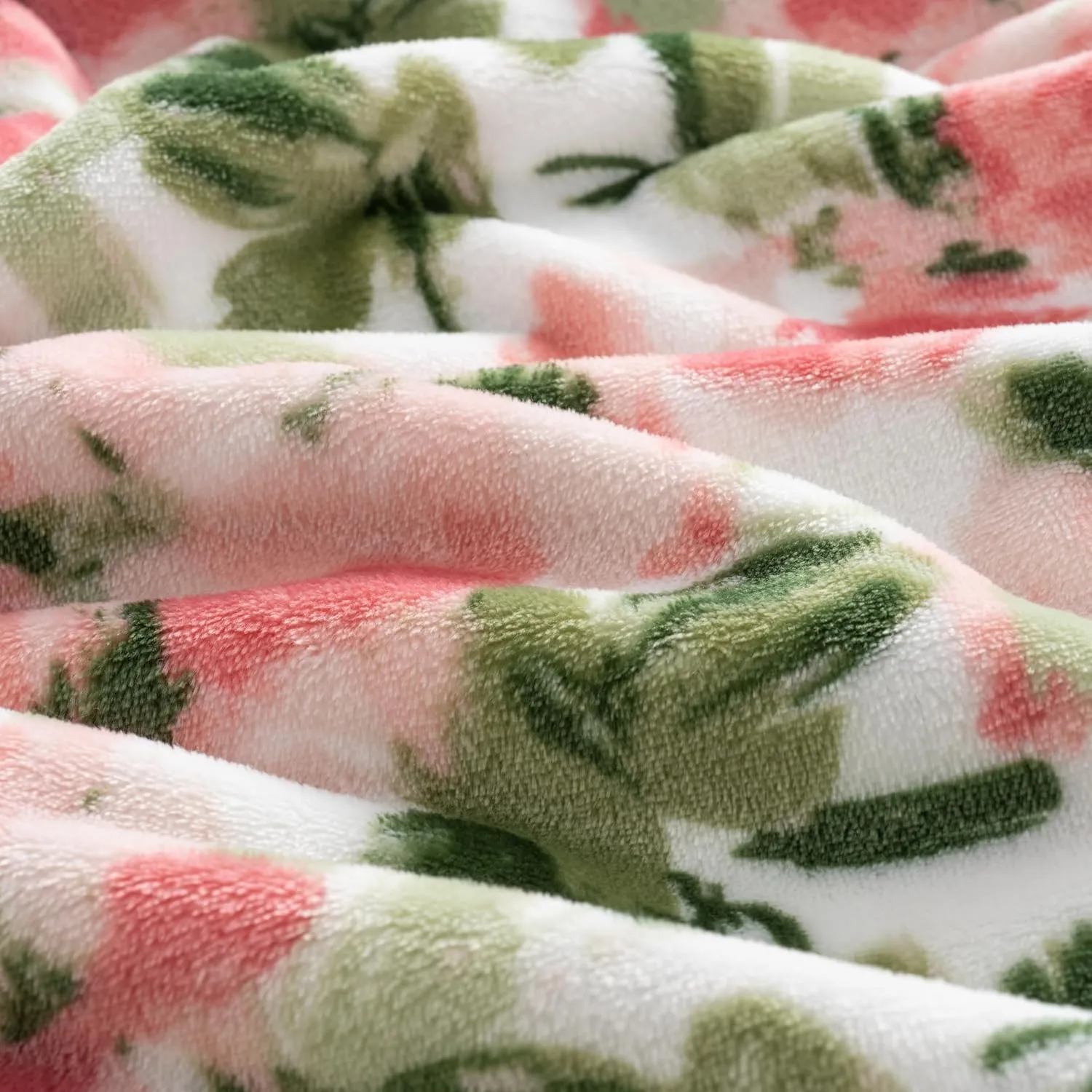 Luxury Printed Fleece Warm Blanket, Soft Lightweight Velvety Plush Throw for Couch and Bed, Cozy Comfy for All Seasons(Ivory Pink Flowers, 10890 Inches)