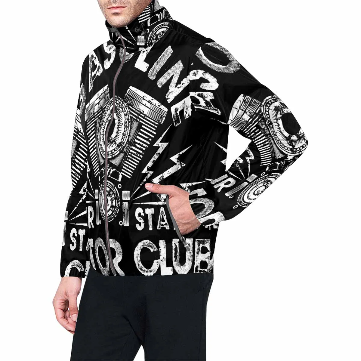 Men's Windbreaker printed gasoline repair station