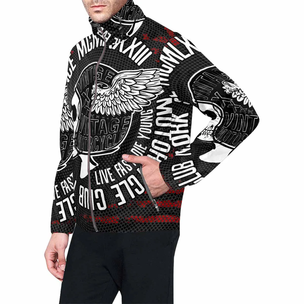 Men's Windbreaker printed live fast motorcycle