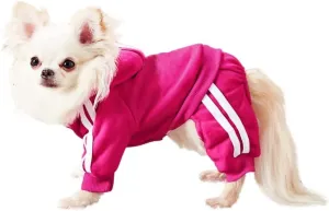 MeowWow Small Dog Outfits - Puppy Jumpsuit & Dog Hoodies, Striped Cotton Sweatshirt XS-S-M-L