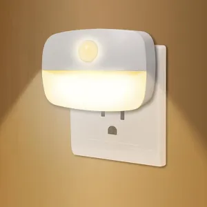 Motion Sensor Night Lights, Night Lights Plug into Wall, 10-30Lm Stepless Dimming Warm White Nightlight, 3000K Warm White 0.6W, LED Nightlight for Bathroom, Bedroom, Stairs, Hallway (1 Pack)