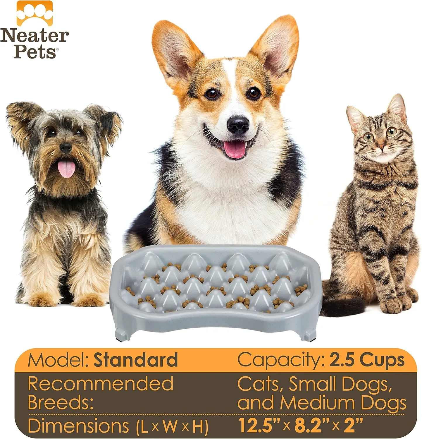 Neater Pet Brands - Neater Slow Feeder - Fun, Healthy, Stress Free Dog Bowl Helps Stop Bloat Prevents Obesity Improves Digestion (2.5 Cup, Vanilla Bean)