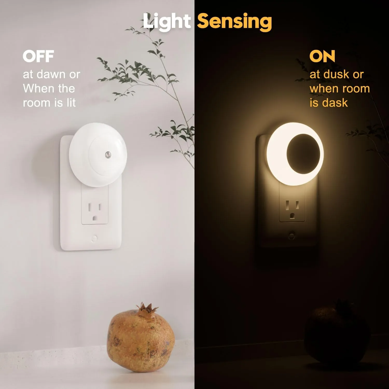 Night Light, Night Lights Plug into Wall, Dusk to Dawn Sensor Warm White Led Night Light 0.5W, 2 Pack Nightlight for Adults, Bedroom, Bathroom, Hallway, Kitchen