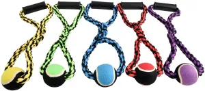 Nuts for Knots Rope Tug with Handle and Tennis Ball, Assorted, 20"
