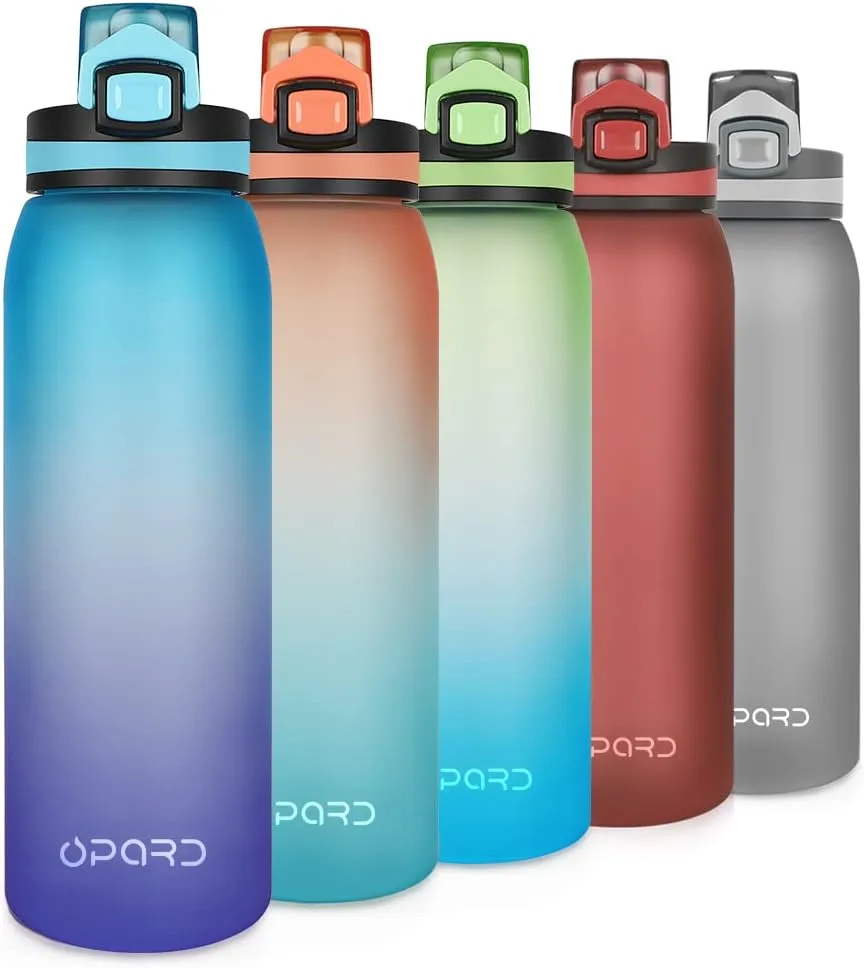 Opard 30oz/32oz Sports Water Bottle with Leak Proof Flip Top Lid BPA Free Tritan Reusable Plastic for Gym and Outdoor, Travel Water Bottle with Straw