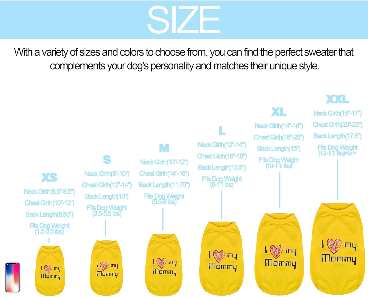 Paiaite Expressive Pet Vest: Sleeveless Dog Shirt with 'I Love My Mommy' Slogan, Ideal for Chihuahuas, Poodles, Yorkies, and More - Adorable Design, Ultimate Comfort, Easy Maintenance! Yellow Large