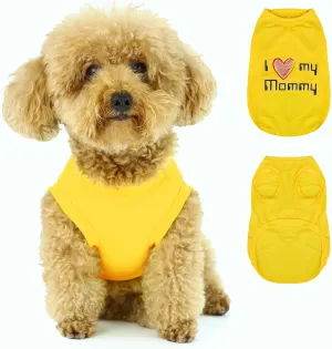 Paiaite Expressive Pet Vest: Sleeveless Dog Shirt with 'I Love My Mommy' Slogan, Ideal for Chihuahuas, Poodles, Yorkies, and More - Adorable Design, Ultimate Comfort, Easy Maintenance! Yellow Large