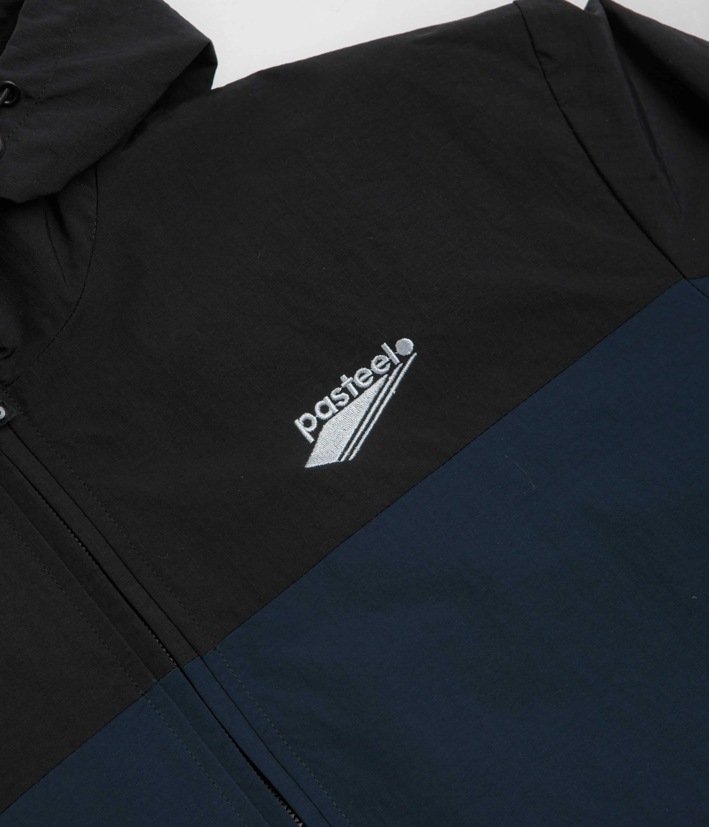 Pasteelo Hooded Windbreaker Jacket - Black / Navy