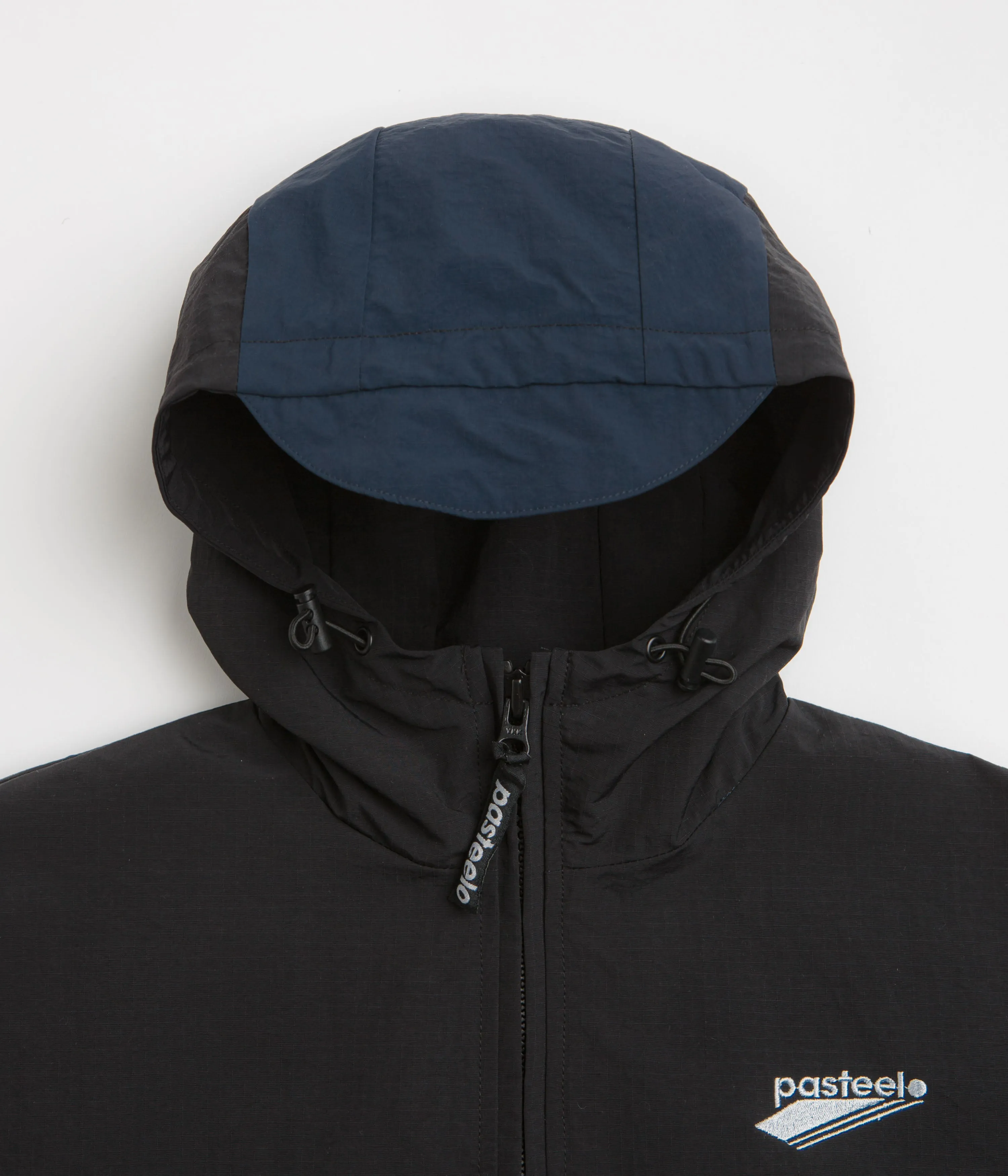 Pasteelo Hooded Windbreaker Jacket - Black / Navy