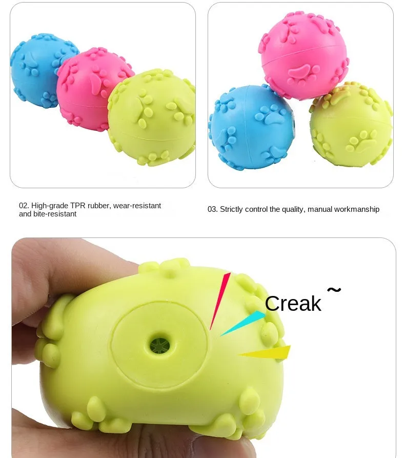 Paw Print Squeaker Dog Ball Toys - 3 Pack