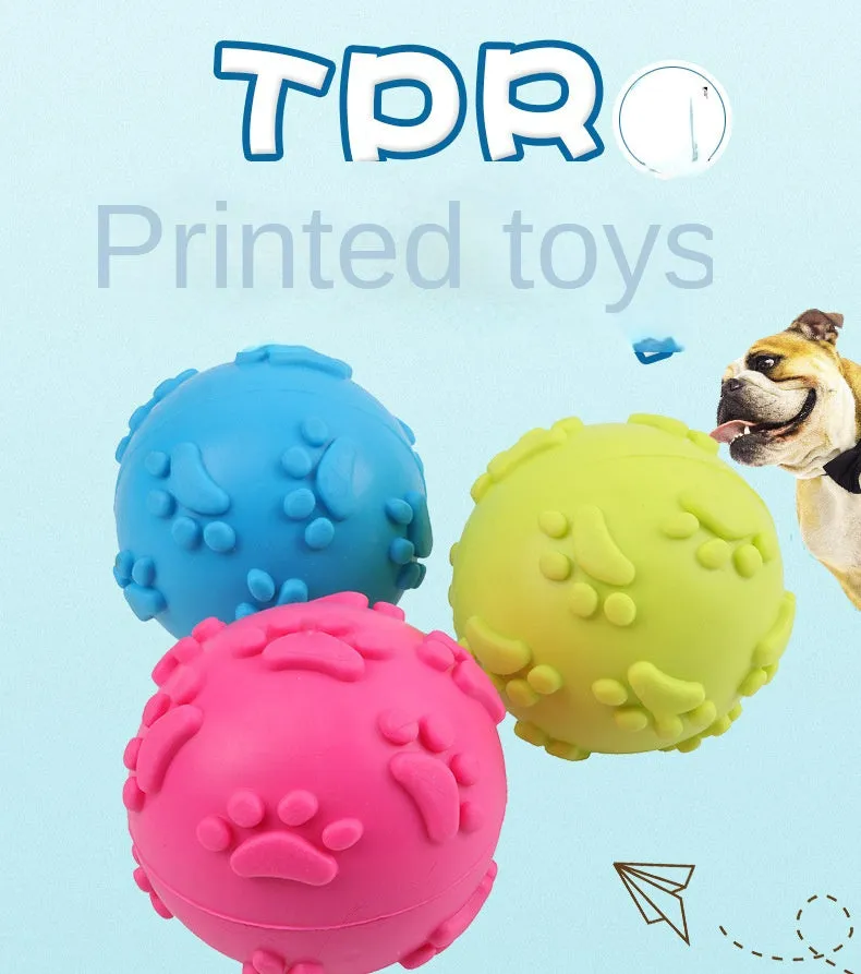 Paw Print Squeaker Dog Ball Toys - 3 Pack