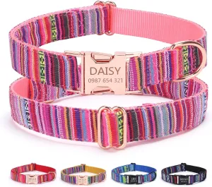 Personalized Dog Collars Custom for Large Dogs Medium Dogs, Strong and Thick Nylon Material for Male and Female Breed with Engraved ID Tag Name Plate and Phone Number/Heavy Duty Adjustable Dog Collars