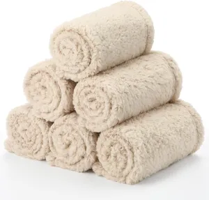 Peryiter 6 Pack Puppy Fluffy Blanket for Small Dogs with 450 GSM Fleece Fuzzy Pet Sherpa Throw Washable Calming Cat Hair Blankets for Kitten(16x24 Inches)