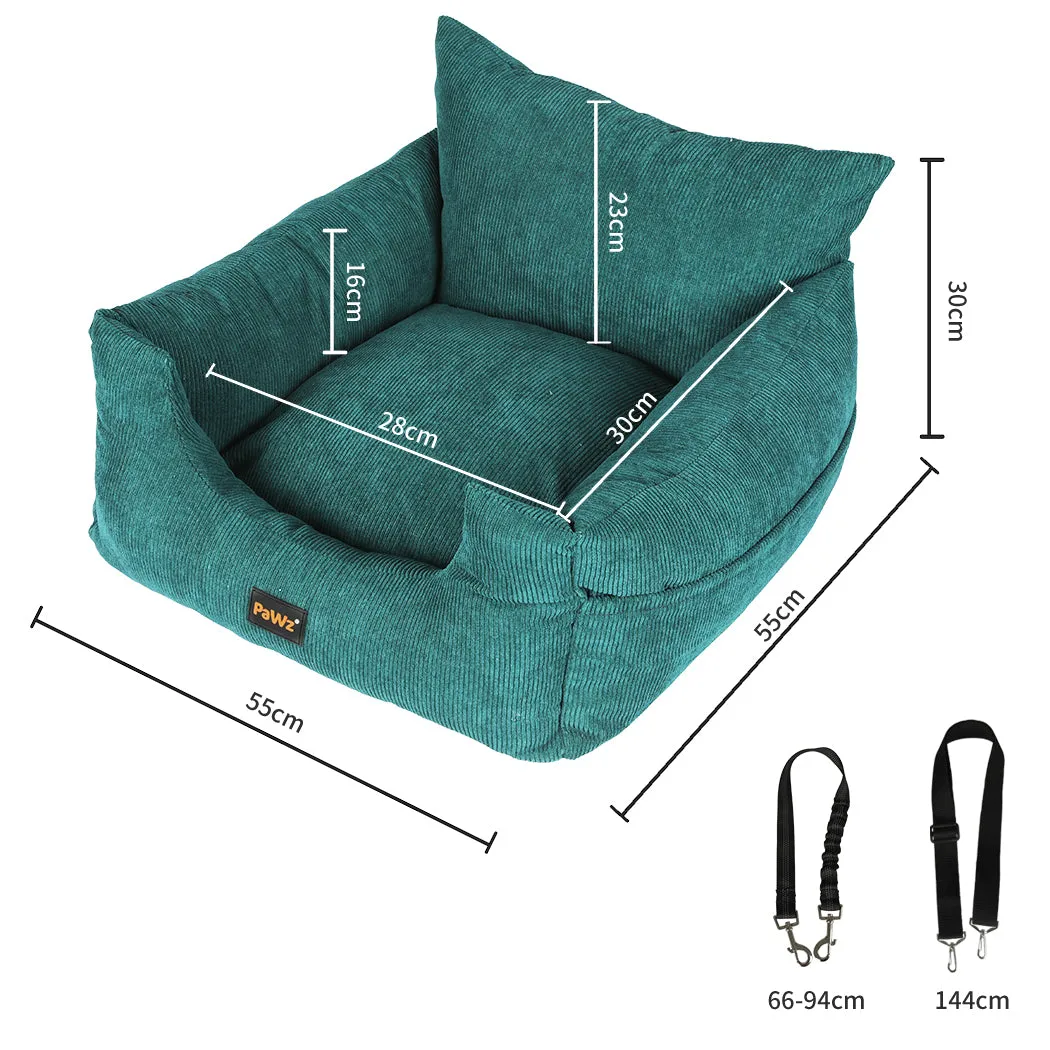 Pet Car Booster Seat Dog Protector Portable Travel Bed with Removable Cover - Green M