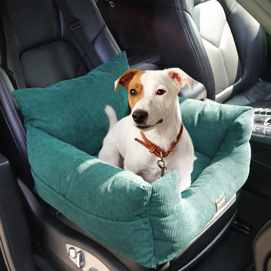 Pet Car Booster Seat Dog Protector Portable Travel Bed with Removable Cover - Green M