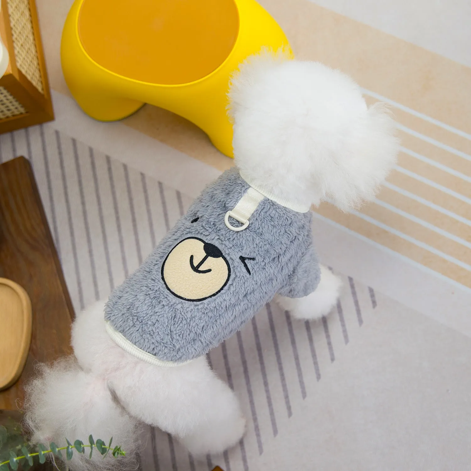 Pet Dog Clothes | Corrugated Fleece with Embroidery Two-Legged Design | 2024 New Autumn and Winter Pet Clothing
