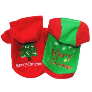 Pet Puppy Christmas Style Hooded Fleece Jacket | Thickened Autumn & Winter Cotton-Padded Coat