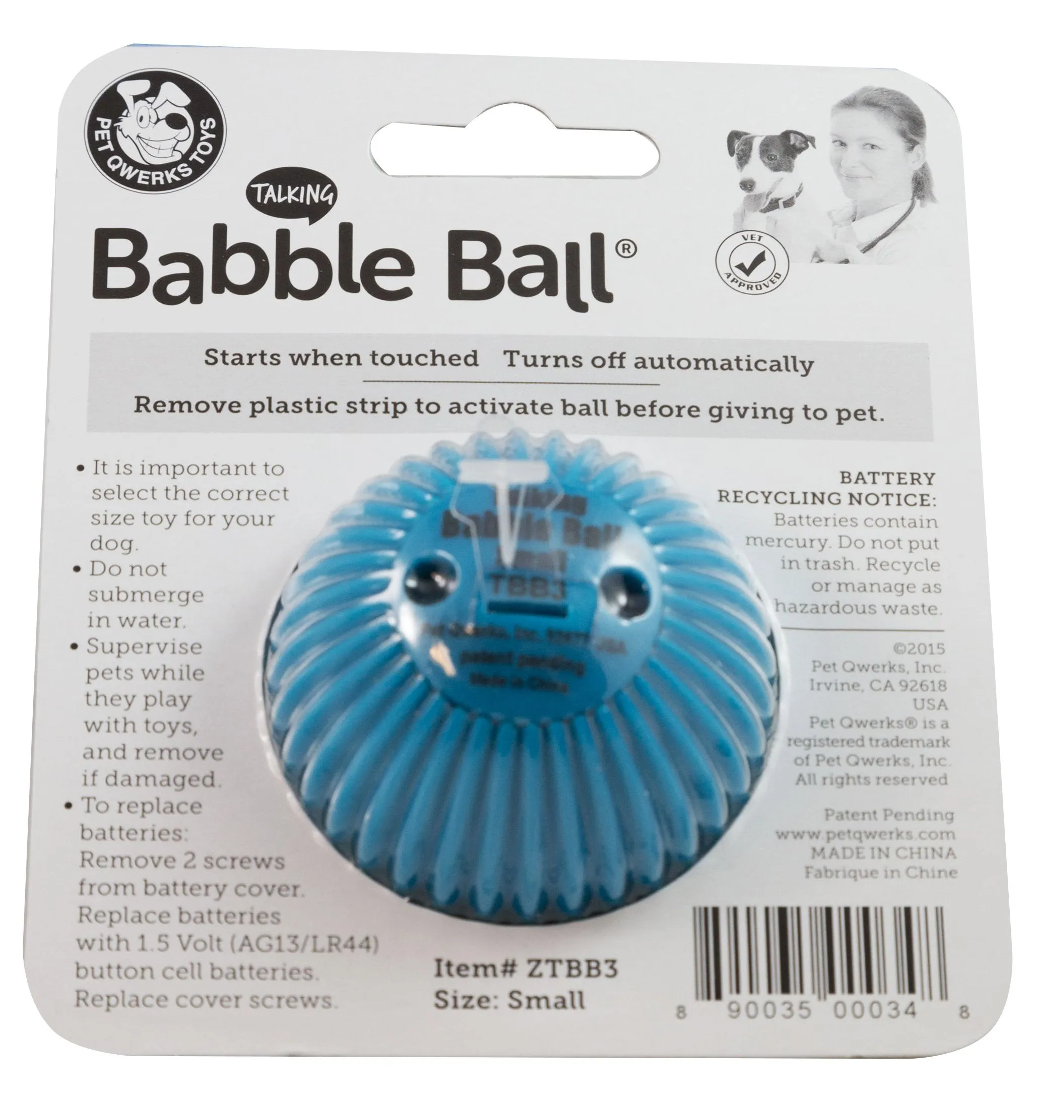 Pet Qwerks Talkin Babble Ball Dog Toy - Medium
