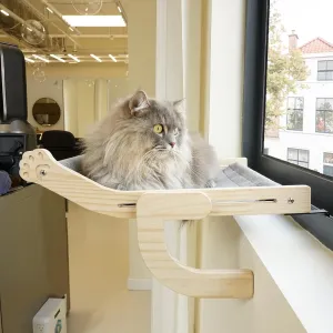 PETKARAY Cat Hammock for Windowsill, Indoor Window Shelves and Seat, Adjustable Perch for Large Cats, Grey