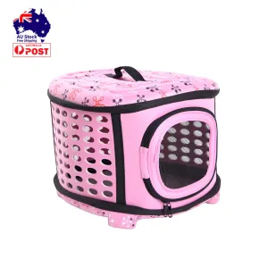 Pink Foldable Pet Carrier Bag Soft Dog Crate Cat Cage Kennel Tent House Portable