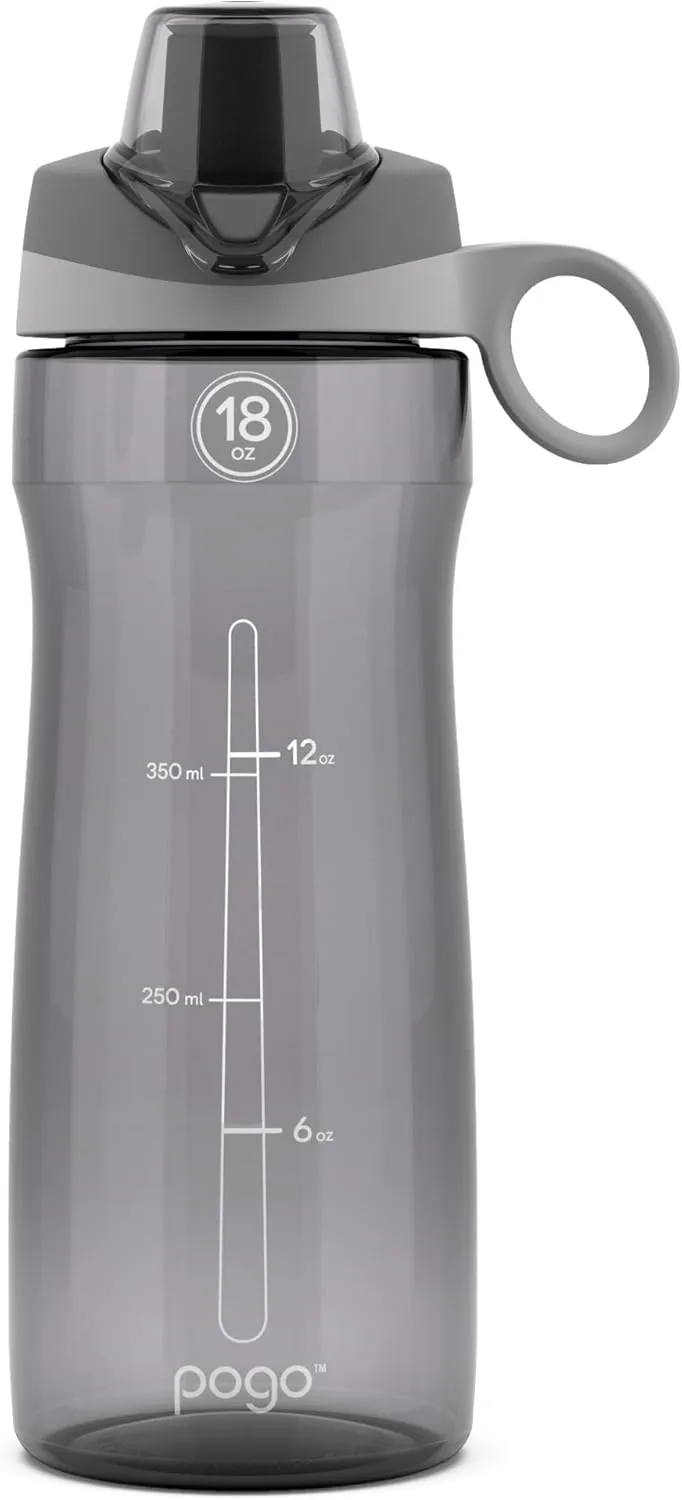 Pogo Plastic Water Bottle with Chug Lid and Carry Handle, Reusable, BPA Free, Dishwasher Safe, Perfect for Travel, School, Outdoors, and Gym | 18oz, 32oz, 40oz, 64oz