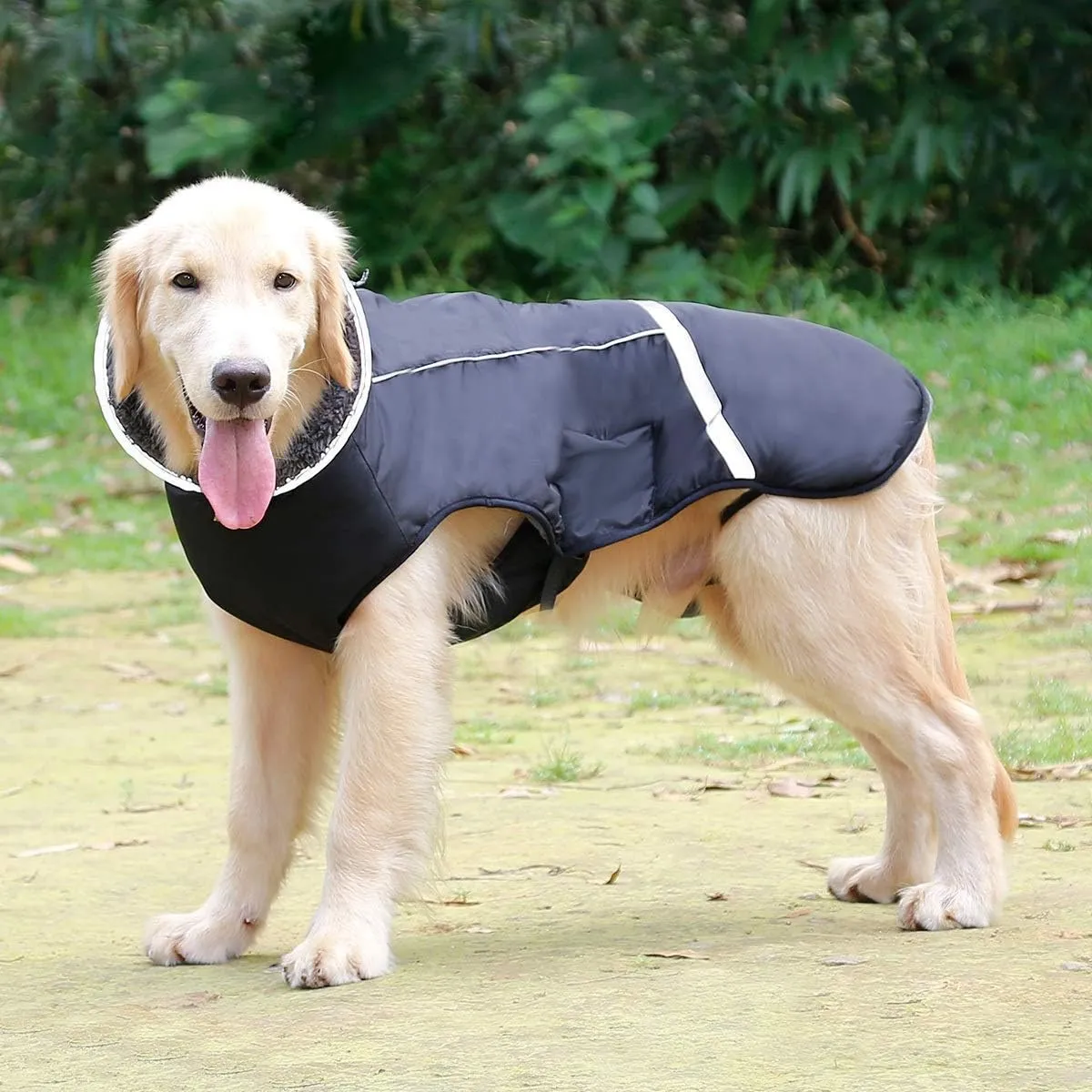 QBLEEV Warm Dog Coat Reflective Dog Jacket, Waterproof Dog Winter Coat Turtleneck Dog Clothes for Cold Weather, Thick Fleece Dog Snowsuit Christmas Dog Vest Pet Apparel for Small Medium Large Dogs S