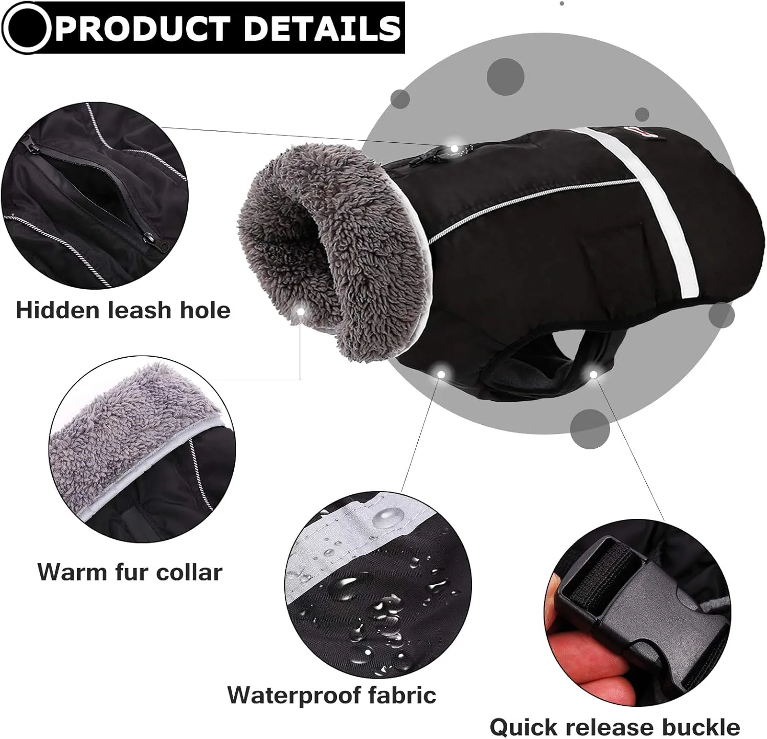 QBLEEV Warm Dog Coat Reflective Dog Jacket, Waterproof Dog Winter Coat Turtleneck Dog Clothes for Cold Weather, Thick Fleece Dog Snowsuit Christmas Dog Vest Pet Apparel for Small Medium Large Dogs S
