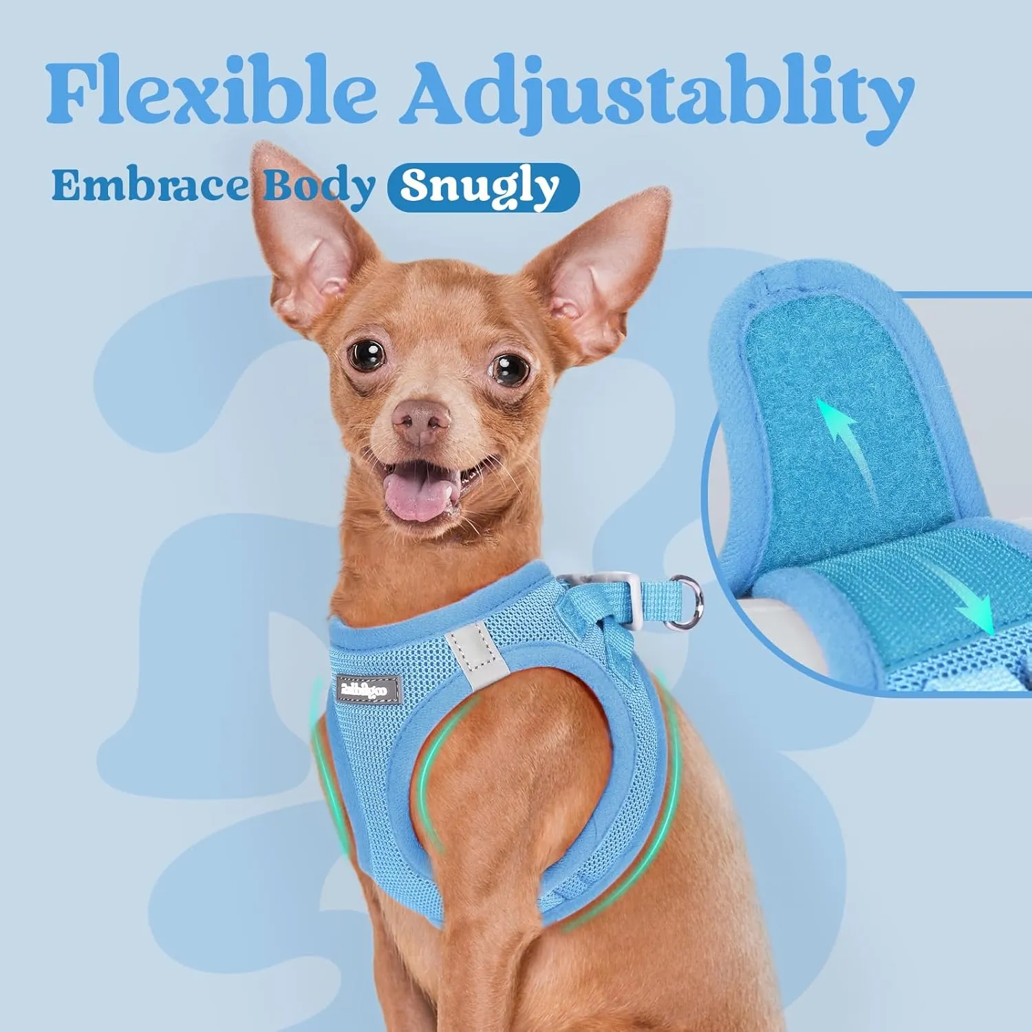 rabbitgoo Small Dog Harness, Step-in Soft Mesh Puppy Vest, Easy Walk with Safety Buckle, Breathable Reflective Pet Harness for Small Sized Dogs, Blue S