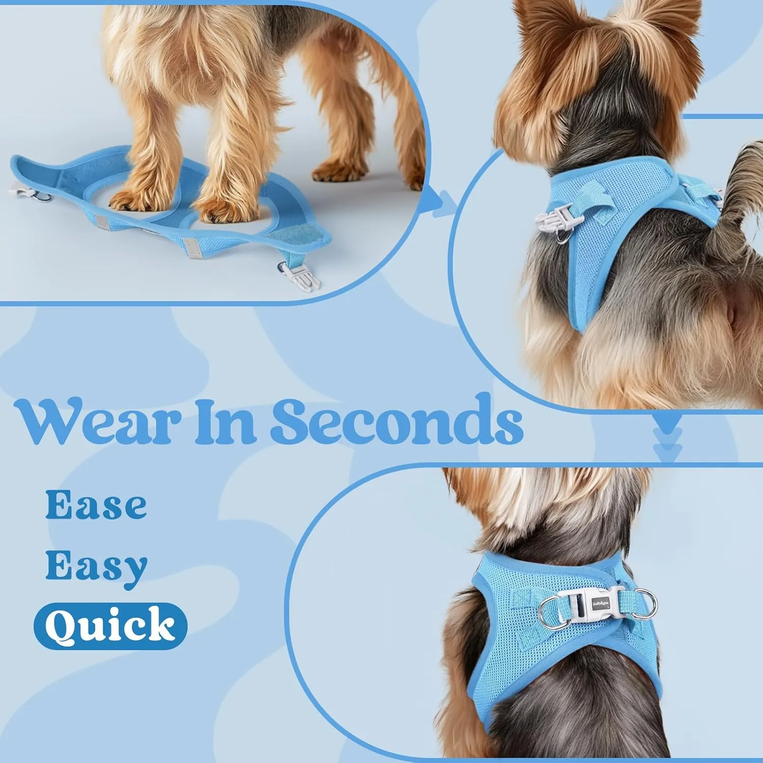 rabbitgoo Small Dog Harness, Step-in Soft Mesh Puppy Vest, Easy Walk with Safety Buckle, Breathable Reflective Pet Harness for Small Sized Dogs, Blue S