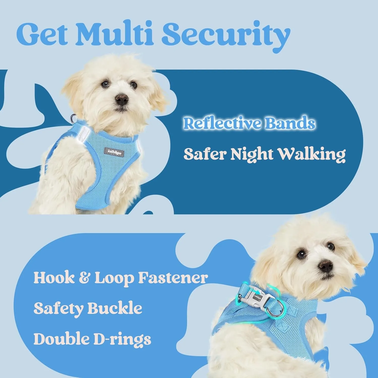 rabbitgoo Small Dog Harness, Step-in Soft Mesh Puppy Vest, Easy Walk with Safety Buckle, Breathable Reflective Pet Harness for Small Sized Dogs, Blue S