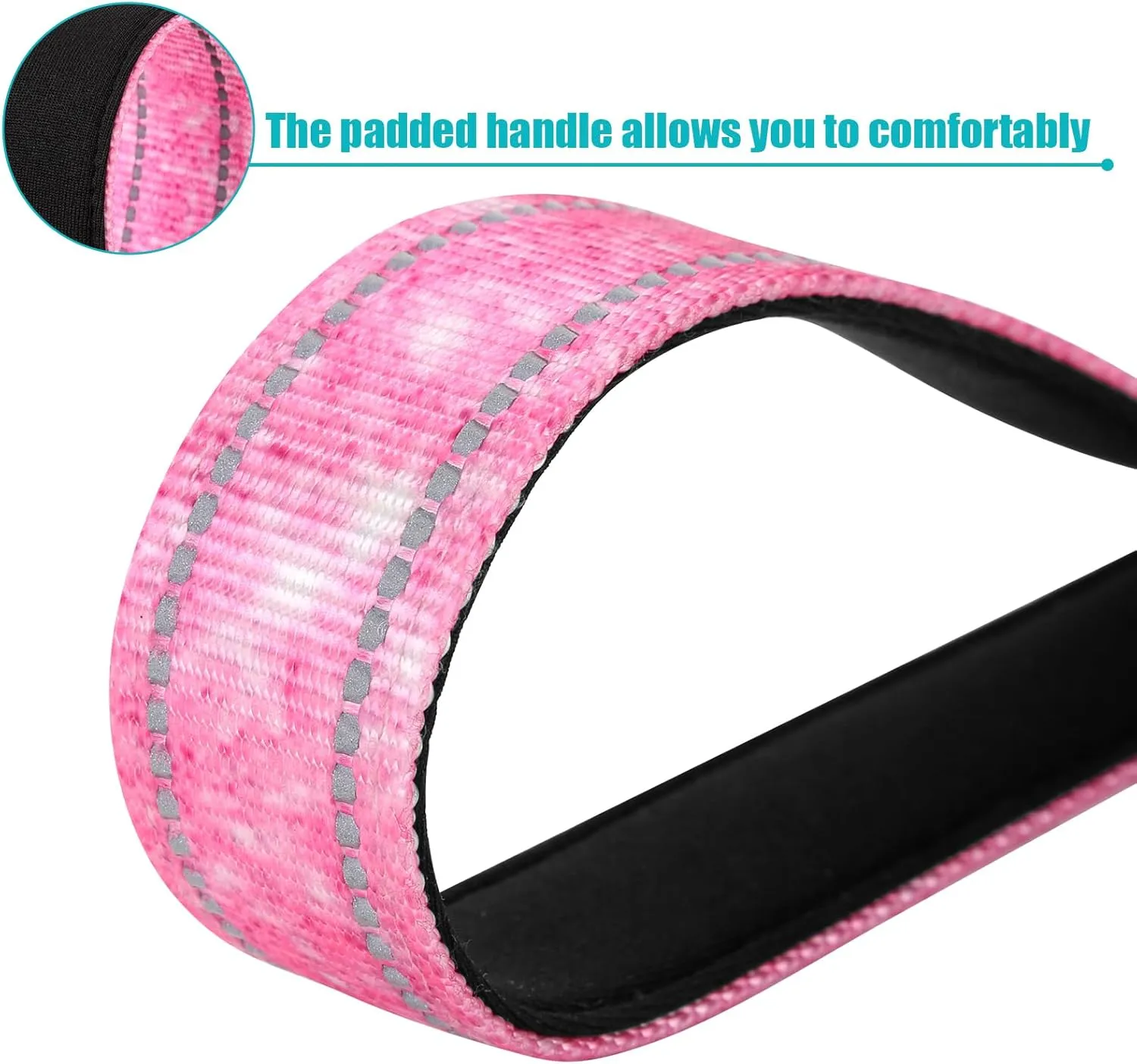 Reflective Nylon Padded Handle Short Dog Leash - for Large and Medium Dogs (Glitter)