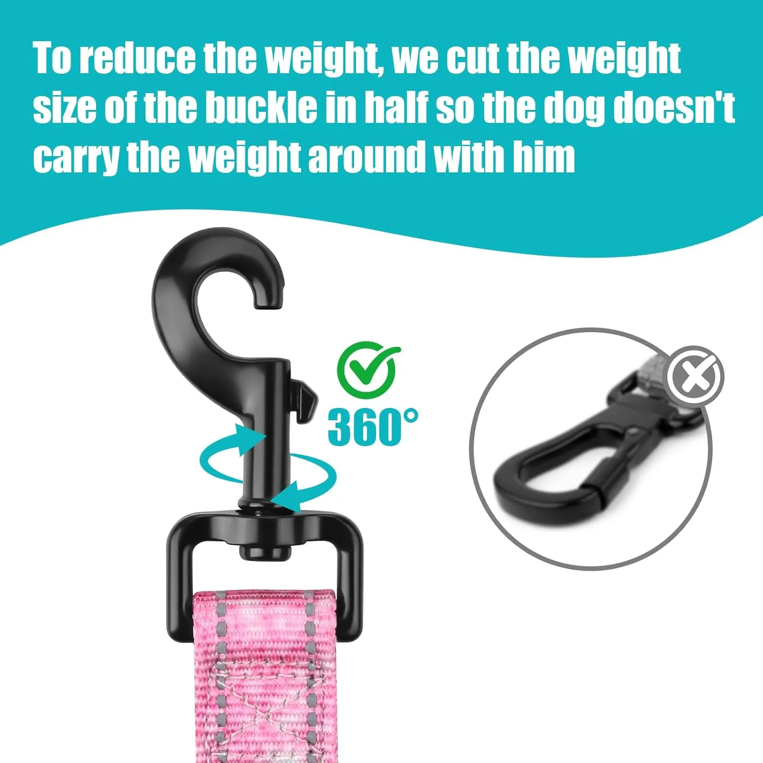 Reflective Nylon Padded Handle Short Dog Leash - for Large and Medium Dogs (Glitter)