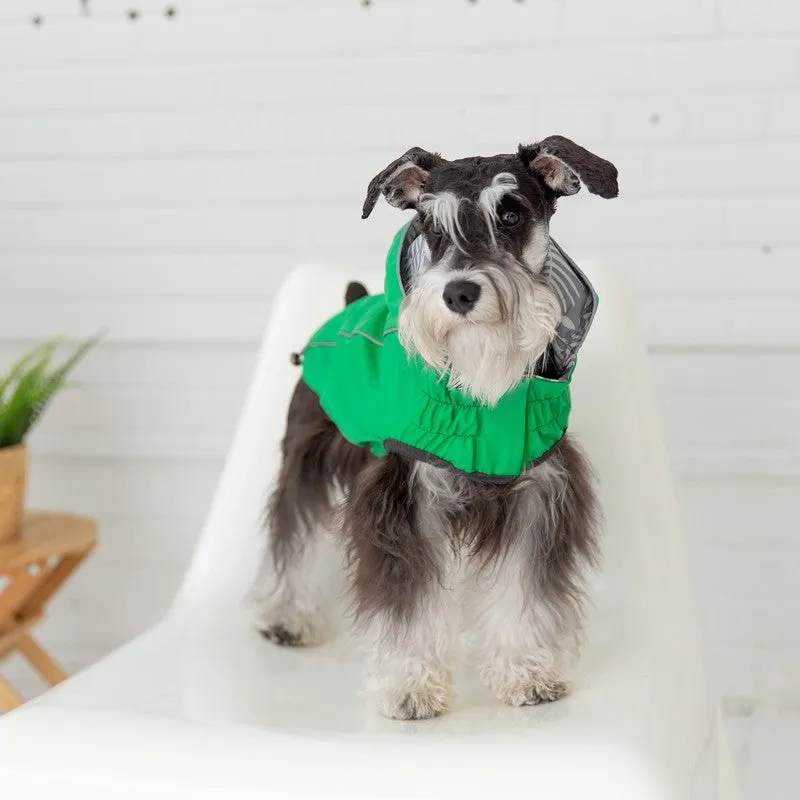 Reversible Elasto-Fit Green Raincoat for Stylish Dogs
