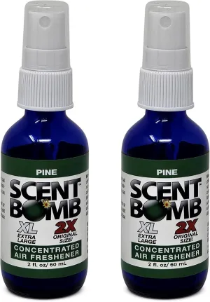 Scent Bomb Air Freshener Spray 2-Pack, Long-Lasting Odor Eliminator for Home & Car, Effective Deodorizer Spray for Kitchen, Bathroom, Fresh Room Spray & Smell Neutralizer, 2 oz, Pine