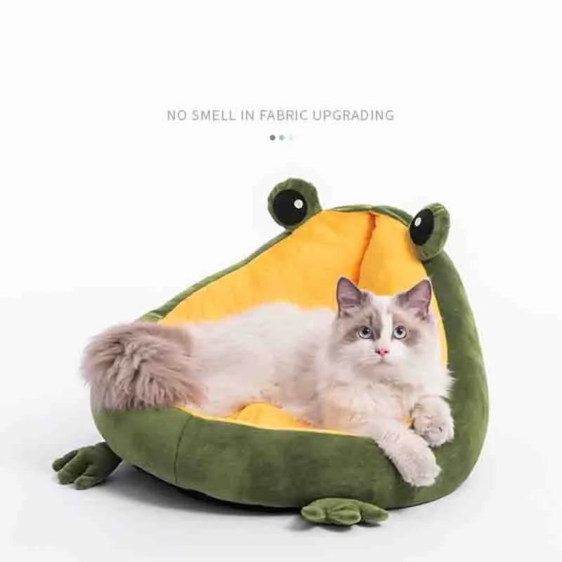 SHUANGMAO Pet Cat Dog Bed House for Cats Indoor Warm Frog Small Dog Sleep Mat Kitten Kennel Beds Cute Nest Soft Supplies