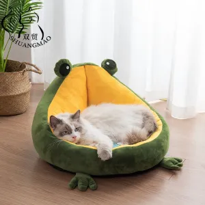 SHUANGMAO Pet Cat Dog Bed House for Cats Indoor Warm Frog Small Dog Sleep Mat Kitten Kennel Beds Cute Nest Soft Supplies