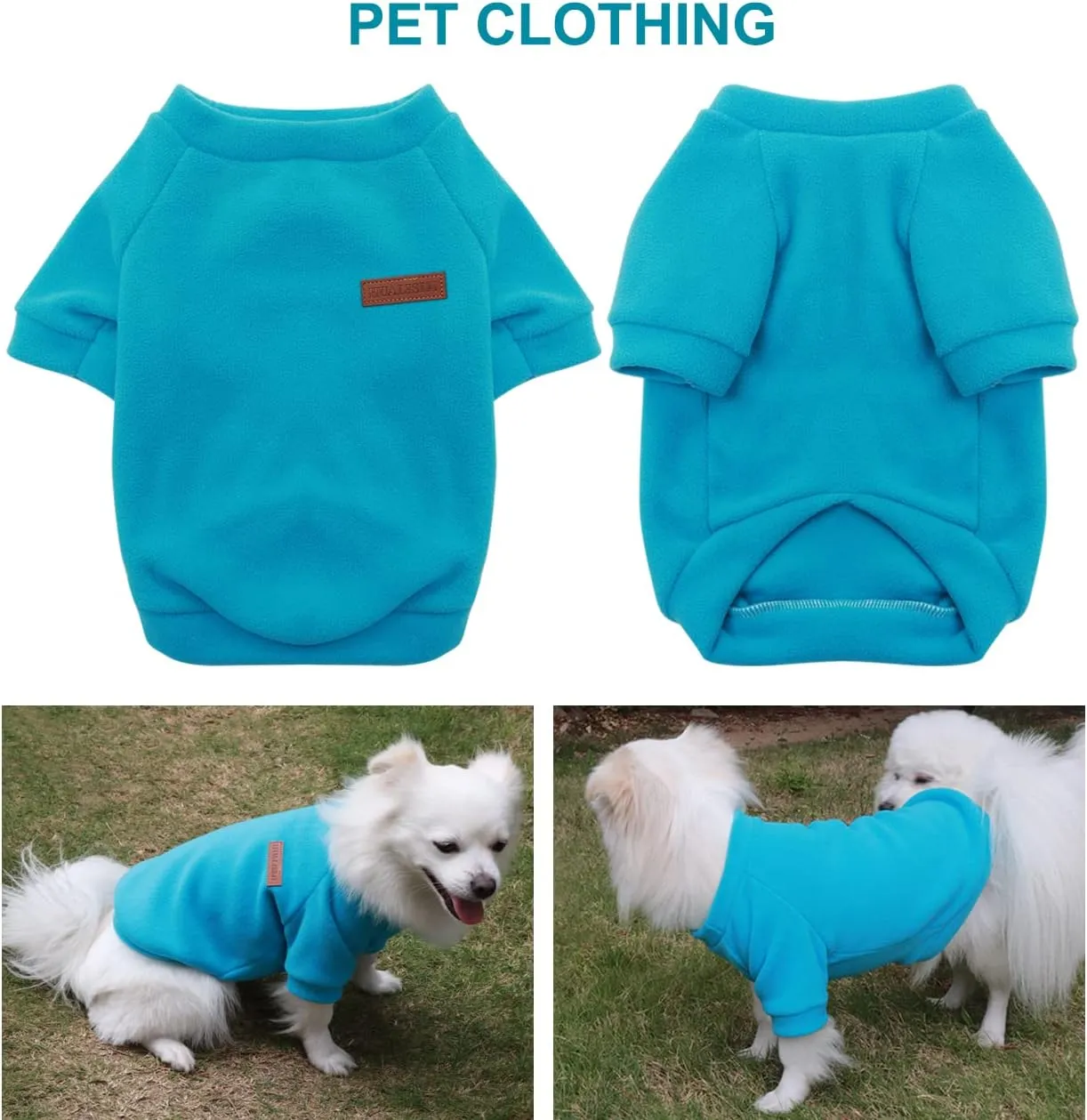 Small Dog Sweater Dog Sweatshirts for Small Dogs Chihuahua Clothes, Warm and Lightweight, with a Soft Texture, Easy to Wear and Bright Colors (Blue, X-Small)