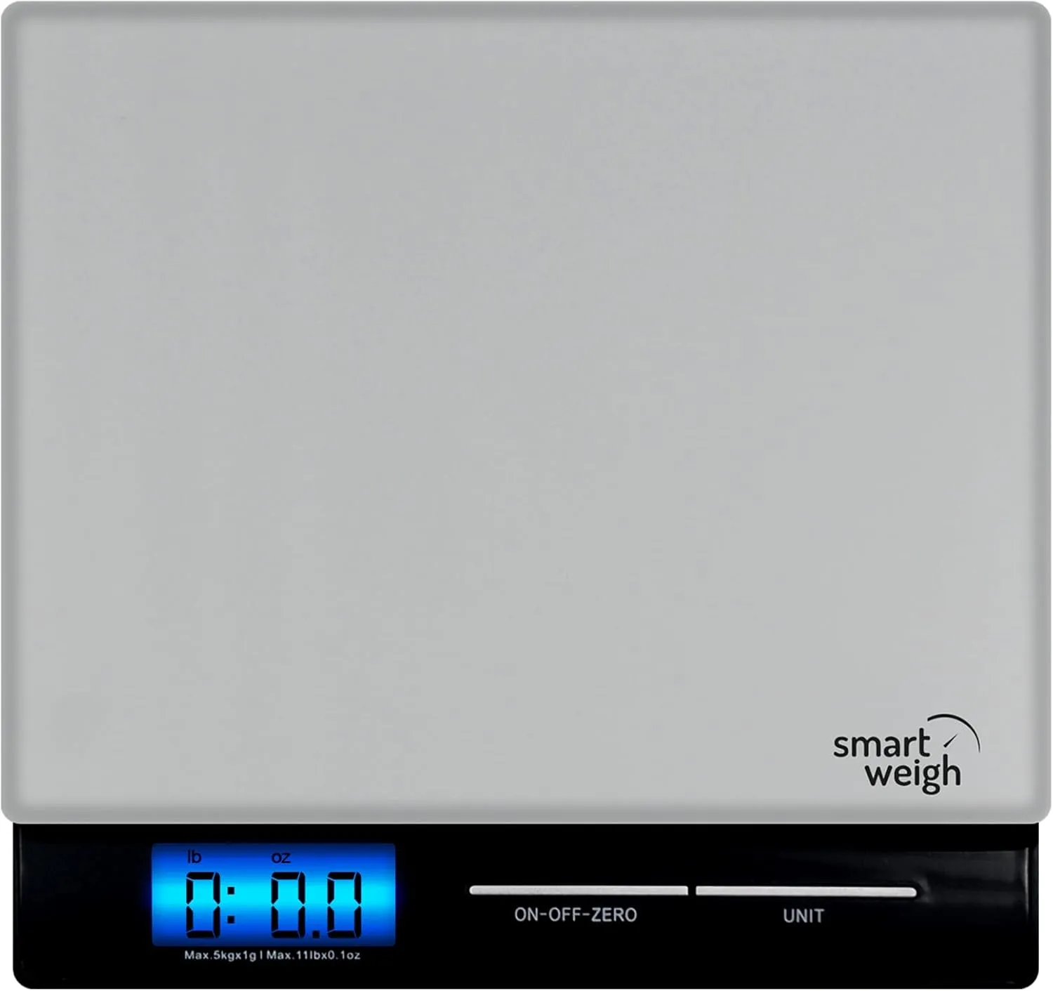 Smart Weigh Professional USPS Postal Scale with Tempered Glass Platform, Multiple Weighing Modes and Tare Function, Silver Shipping Scale, Platform Scale, 11 pounds/ 5 Kilograms